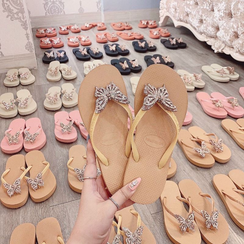 dép havaianas nữ kèm charm đá xinh