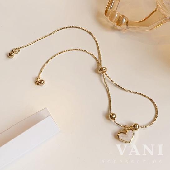 Lắc Tay Khoá Rút Trái Tim Đá Trắng - Vani Store [TS000588]