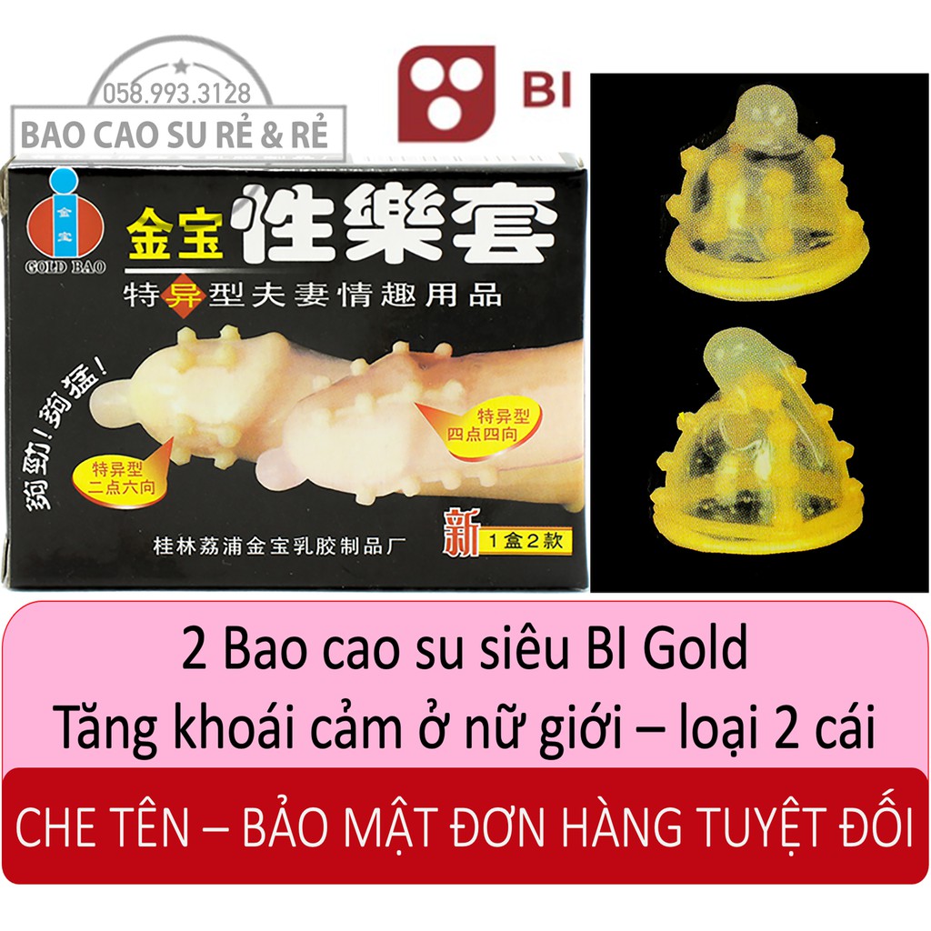 Bao cao su siêu BI tăng khoái cảm nữ giới Gold Bao loại 2 cái