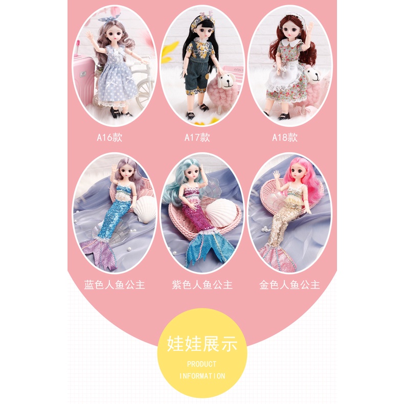Búp bê nàng tiên cá 30cm có khớp búp bê barbie quà tặng sinh nhật đồ chơi cho bé gái E880