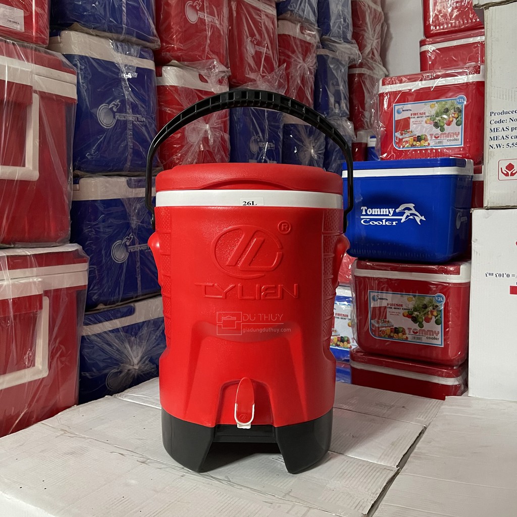 Thùng đá tròn có vòi, quai xách, dung tích 8l, giữ lạnh 3 ngày super cool, nhựa chính phẩm an toàn, thương hiệu Tý Liên