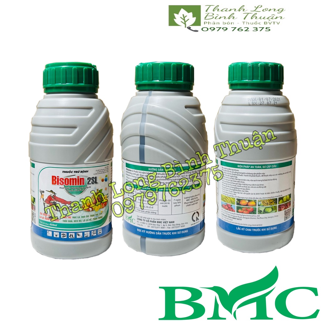 Thuốc Trừ Bệnh Cây Trồng - Bisomin 2Sl - Trừ Nấm Khuẩn, Đạo Ôn, Thán Thư, Phấn Trắng, Héo Rũ, Thối Quả - Chai 450ml