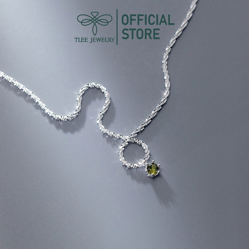 Dây chuyền bạc nữ Tlee mẫu dây xù mix nụ đá xanh peridot TleeJewelry D0188