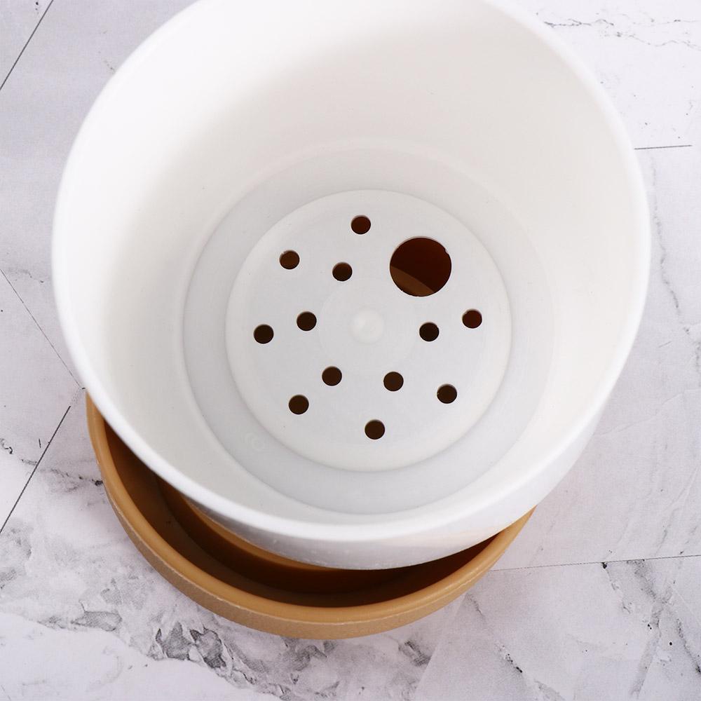 Epoch Chậu Hoa Nhỏ Hình Tròn Hai Lớp Kèm Khay Dùng Trang Trí 1 Cái