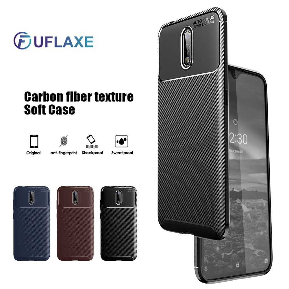 Ốp Điện Thoại UFlaxe Bằng Silicon Mềm Sợi Carbon Siêu Mỏng Chống Sốc cho Nokia 5.1 Plus C1 Nokia 2.3 7.2 6.2 4.2