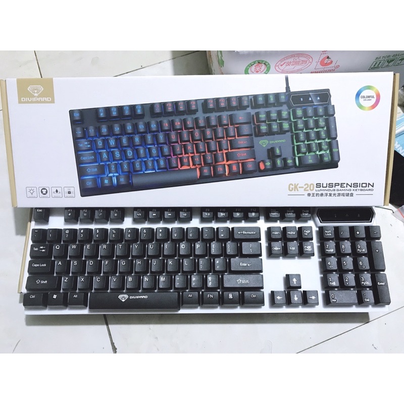 Bàn Phím Gaming  GK20 Có Đèn Led 7 Màu,Phím Giả Cơ Led Siêu Đẹp Chuyên Chơi Game, Văn Phòng Cho Máy Tính Laptop