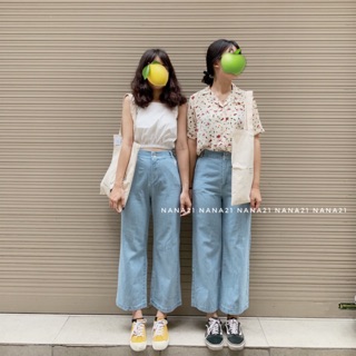 Quần jeans dáng culotte cạp cao