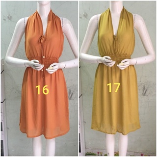 Đầm cổ buộc Chiffon ngắn
