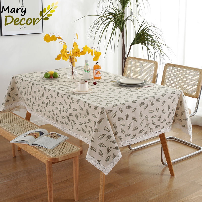 Khăn trải bàn Mary Decor trang trí bàn ăn, Quà tặng Noel đậm chất vintage - họa tiết Lá nhỏ - KB-B04