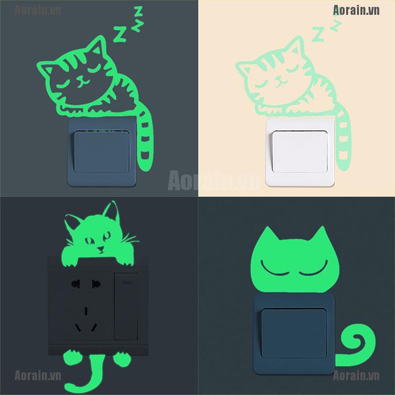 Sticker Hình Mèo Phát Quang Dán Tường Trang Trí