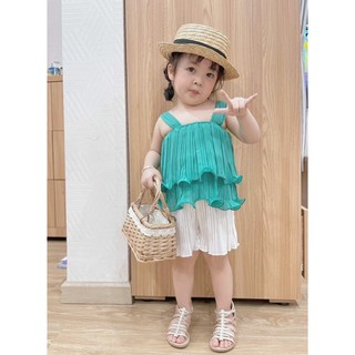 Bộ dập ly quần trăng thời trang bé gái