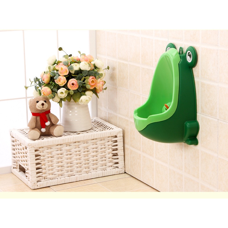 Bô tiểu đứng cho bé đi vệ sinh gắn tường hình chú ếch nhiều màu sắc có thể tháo rời