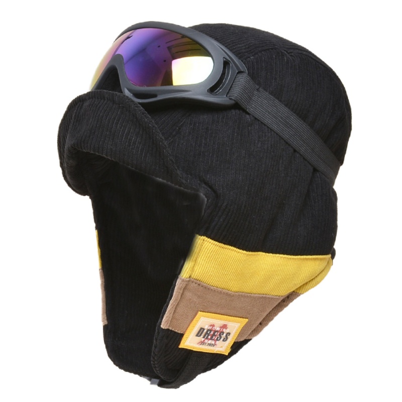 Han Mũ Trùm Đầu Mùa Đông Bằng Nhung Ấm Áp Có Kính Có Thể Tháo Rời Chống Gió Khối Màu Tuyết Sk