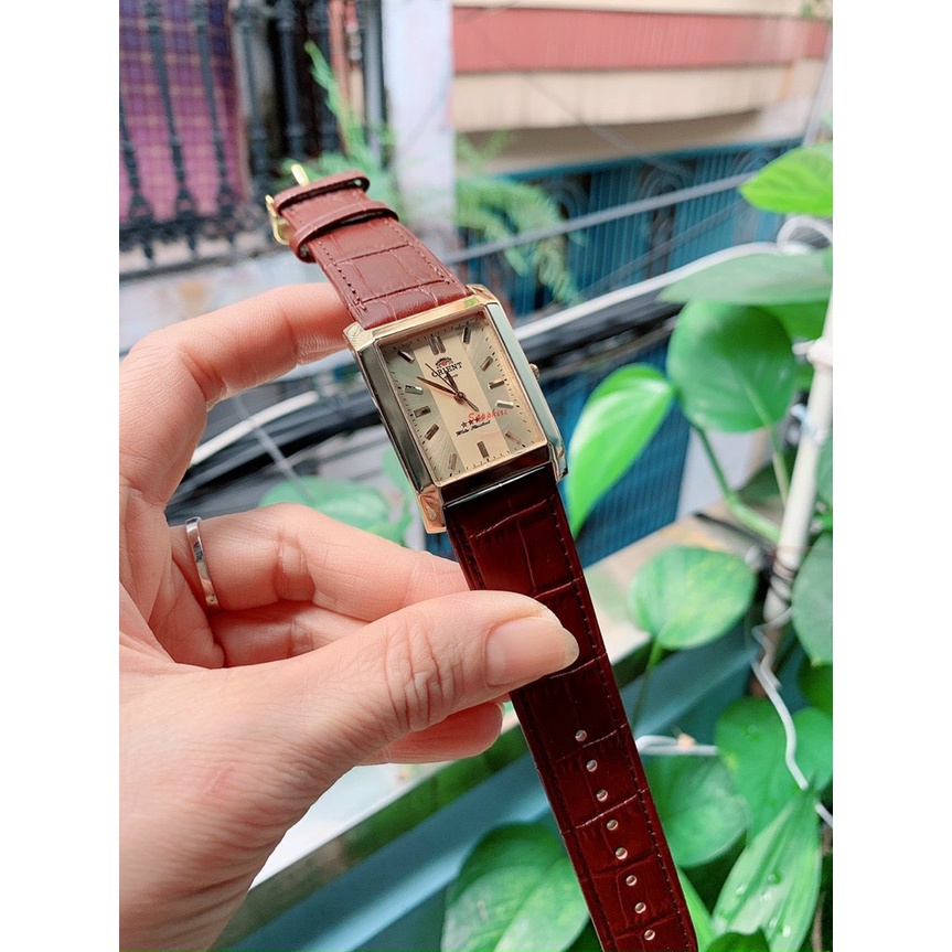 ĐỒNG HỒ NAM ORIENT MẶT CHỮ NHẬT, DÂY DA ,SIZE 30 x 34MM, KÍNH SAPPHIRE CHỐNG XƯỚC
