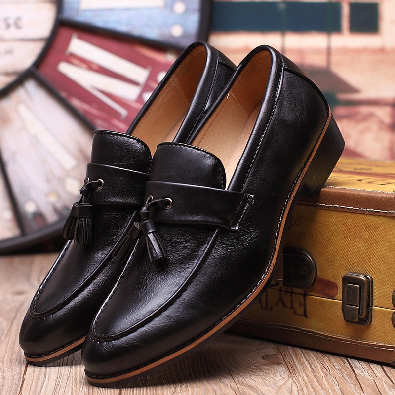 Giày Lười Phối Tua Rua Chất Liệu Da Thời Trang Cho Nam Size 37-48