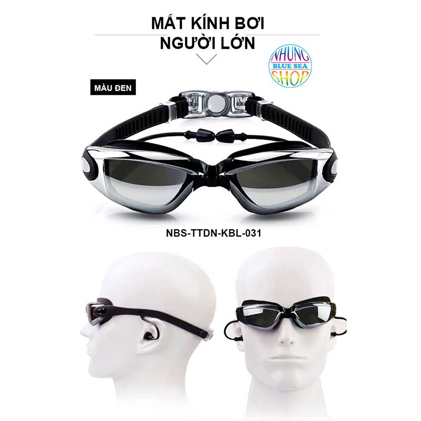 Mắt kính bơi nam nữ tráng GƯƠNG kèm bịt tai - Mắt kiếng bơi tráng gương
