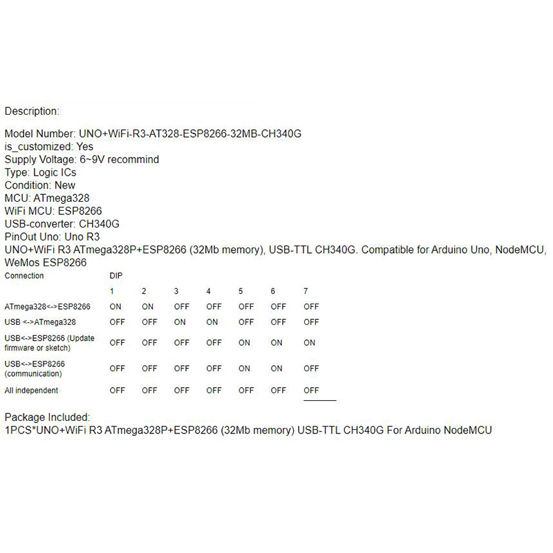 Usb UNO + WiFi R3 ATmega328P + ESP8266 (Bộ Nhớ 32Mb), USB-TTL CH340G. Bảng Mạch Arduino Uno, NodeMCU, WeMos ESP8266