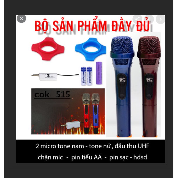 Micro Không Dây Đa Năng K5 2 MÍC UHF tặng combo 60k  MUA 2 BỘ   GIẢM  15K