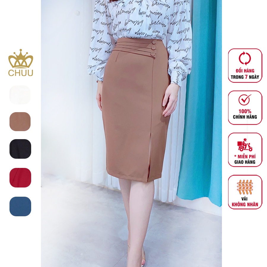Chân váy bút chì công sở nữ kiểu đai xếp quạt CHUU CV6141