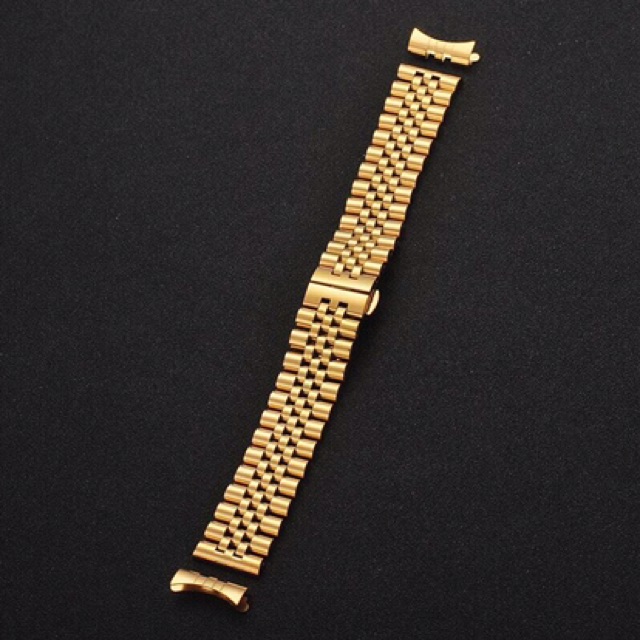 Dây đồng hồ đúc không gỉ dạng 5 mắt khoá bướm kèm đầu bo tròn