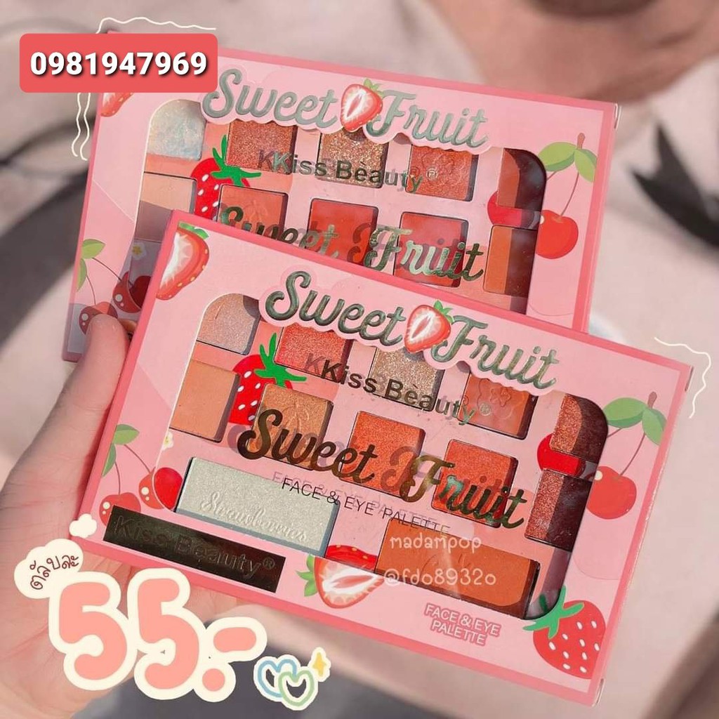 Phấn mắt Sweet Fruit Kiss Beauty kèm bắt sáng và má hồng