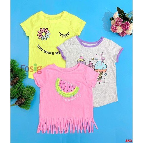 [10-19kg] Set 3 Áo Thun Tay Ngắn Bé Gái - Combo ngẫu nhiên