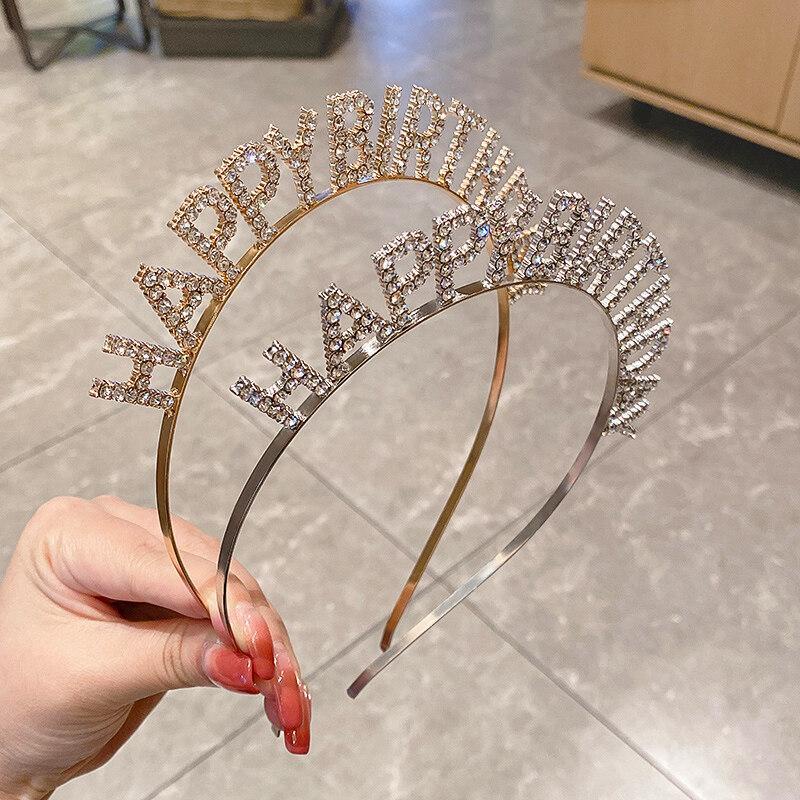Cài tóc Vương miện sinh nhật có đèn led phát sáng , cài tóc happy birthday đính đá , cài tóc sinh nhật nhựa