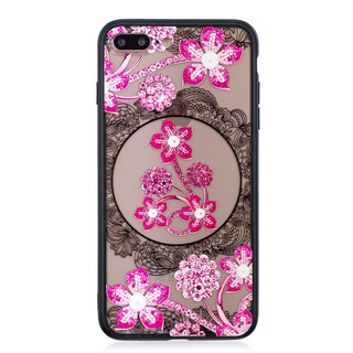 Ốp điện thoại họa tiết hoa đính đá 3D phối ren cho iPhone 7 Plus/8 Plus