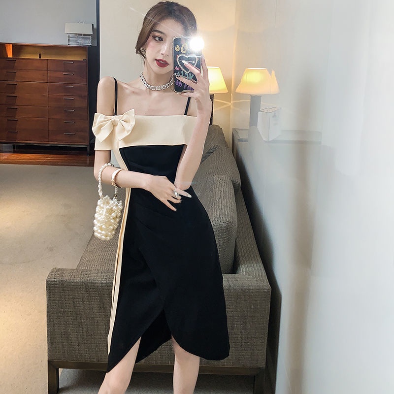 Đầm Hai Dây Đính Nơ Thời Trang Mùa Hè Quyến Rũ Cho Nữ