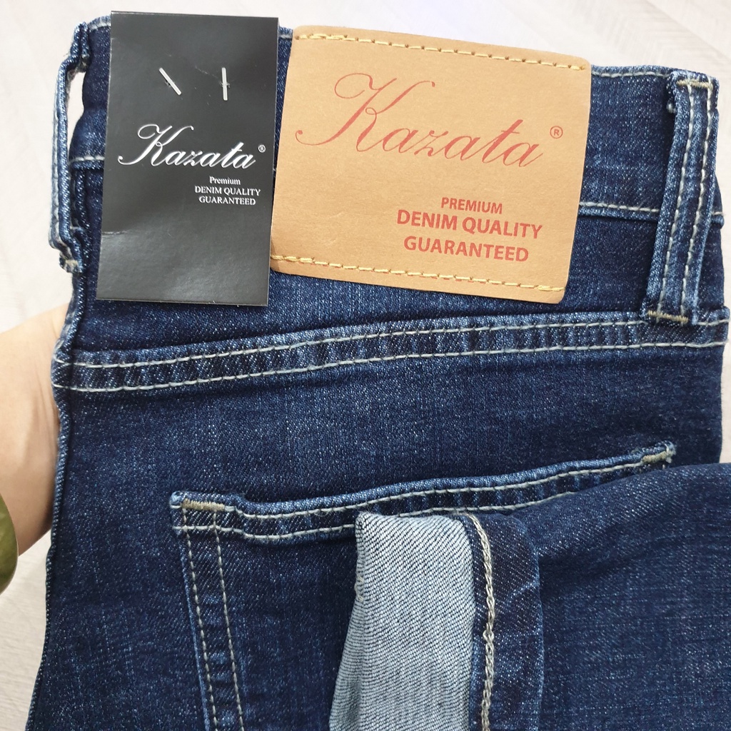 Quần Jean Nam Cao Cấp Xanh Đậm VNXK KAZATA Co Giãn Quần Bò Nam Vải Không Phai