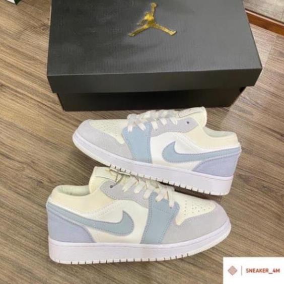 Giày thể thaoNam Nữ Đẹp Nike Jordan 1 Low Paris JD1 Cổ Thấp Đế Khâu Gót Xanh Da Cao Cấp G05