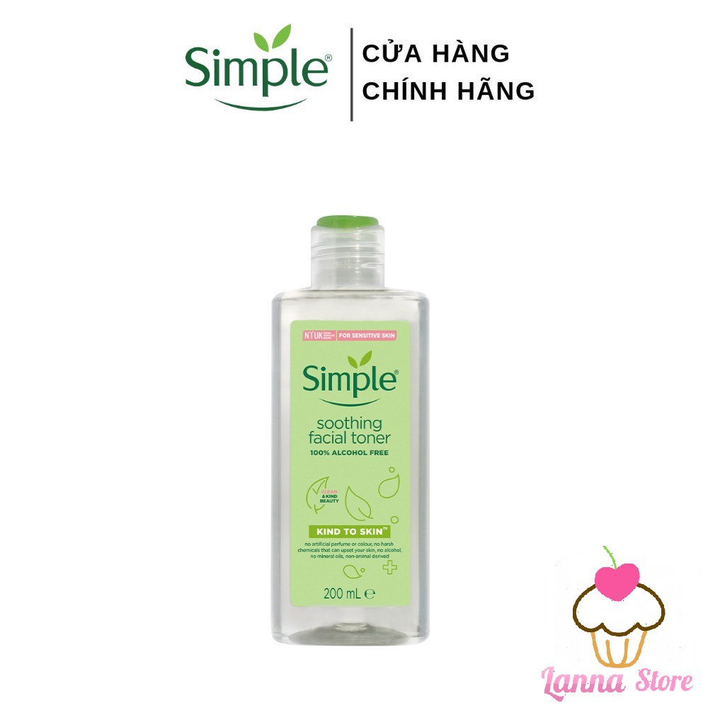 Nước Hoa Hồng Không Cồn Simple Kind To Skin Soothing Facial Toner 200ml