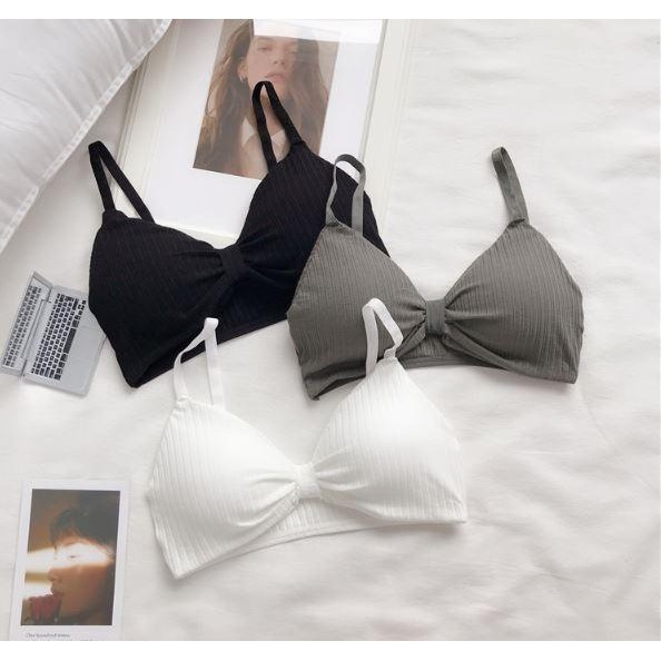 Áo Lót Bra Nữ Không Gọng Cotton Tăm Phối Nơ Hàng Đẹp Không Dây Có Đệm Nâng Ngực Gợi Cảm 308, 9932