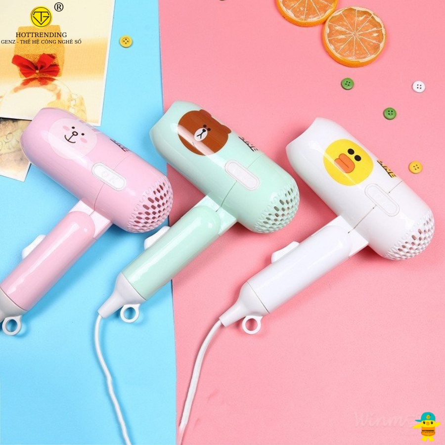 Máy sấy tóc mini line 450w hình thú gấp gọn tiện mang đi du lịch cute dễ thương