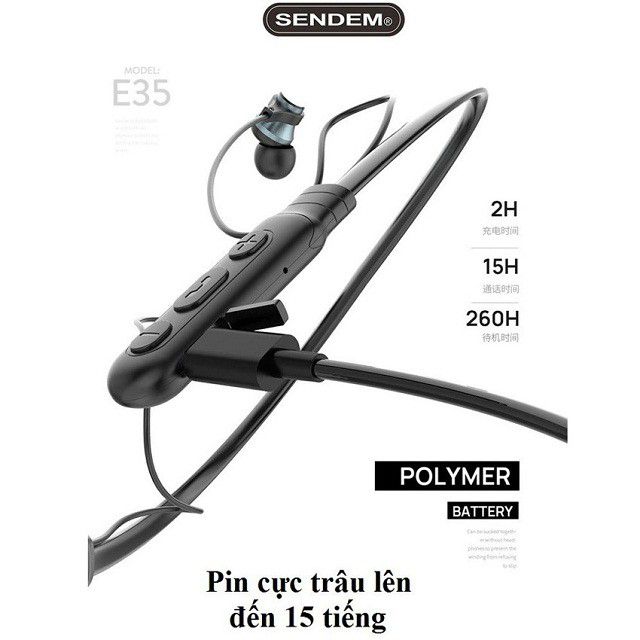 [Pin 15 giờ] Tai nghe bluetooth chính hãng sendem e35 mã mới logo DS DESGINE | BigBuy360 - bigbuy360.vn