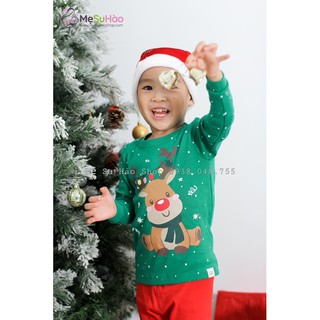 Bộ NOEL cao cấp trẻ em hãng Ttasom , mẫu Tuần Lộc nền xanh