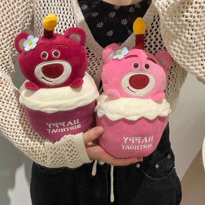 Nến Hình Chú Gấu Quả Dâu Hoạt Hình Dễ Thương Phát Sáng Có Nhạc