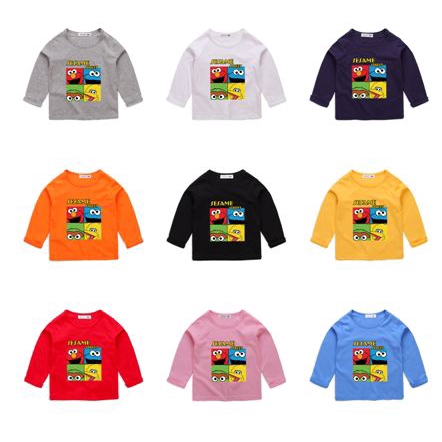 Áo Thun Cotton Tay Dài In Hoạt Hình Sesame Street 8 9 Màu Lựa Chọn