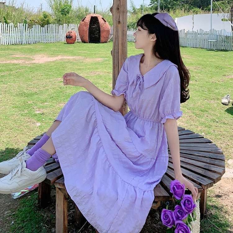 Đầm Dài Cổ Búp Bê Phong Cách Mới Jllyq-36