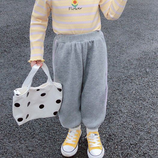 Bộ Áo Sweater Phối Quần Dài Giả Hai Lớp Dáng Rộng Thời Trang Xuân Thu Mới Cho Bé Gái