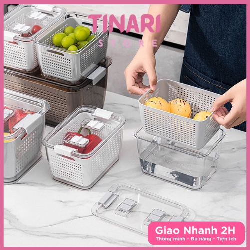Bộ 2 Hộp Nhựa Kèm Rổ Bảo Quản Thực Phẩm VIỆT NHẬT 6588-6589
