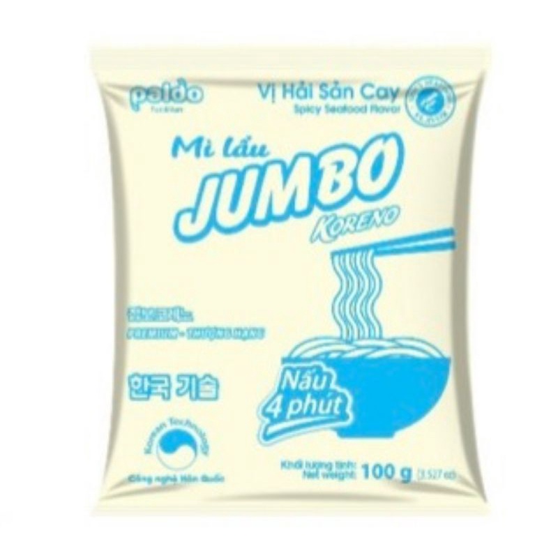 Mì thả lẩu hải sản cay / vị bò jumbo koreno 10 gói x 100gr