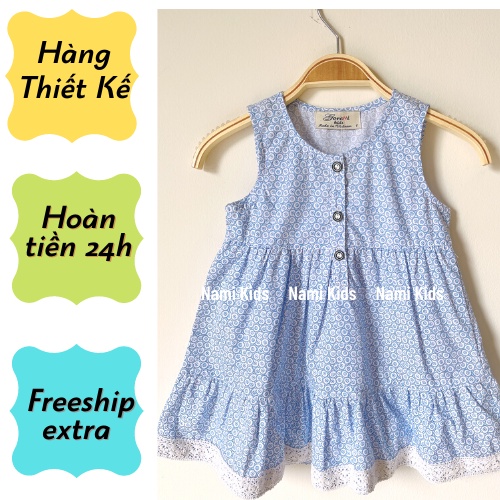 Váy Bé Gái 1-8 Tuổi Họa Tiết Hoa Nhí Vải Kate Lụa 100% Cotton Thấm Hút Mồ Hôi