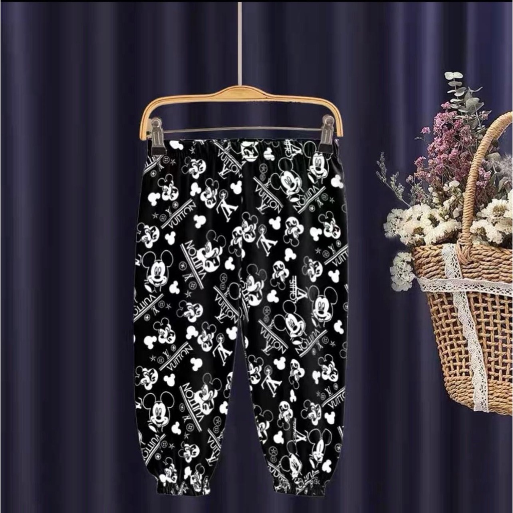 Bộ Quần Áo Mickey Cộc Tay, Quần Dài Mùa Hè Chất Vải Thun Cho Bé Trai Và Bé Gái Từ 8kg Đến 35kg Ken Store
