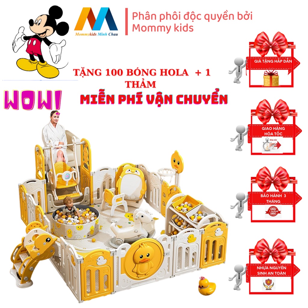 (100% FREEESHIlP) combo quây cũi MOMMYKID MINH CHÂU cầu trượt xích đu bóng rổ TẶNG THẢM 100 bónG, COMBO BÓNG RỔ