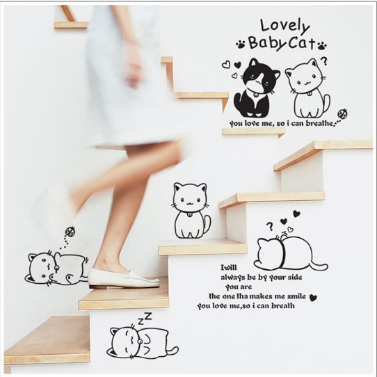 Decal trang trí Mèo Con dễ thương Love Baby Cat