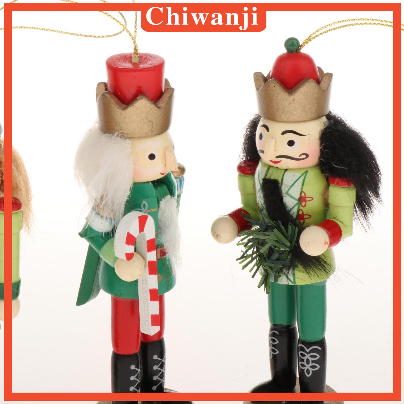 [CHIWANJI] 5/set Christmas Nutcracker Soldier Home Decor Wooden Puppet Doll Hanging Pendant