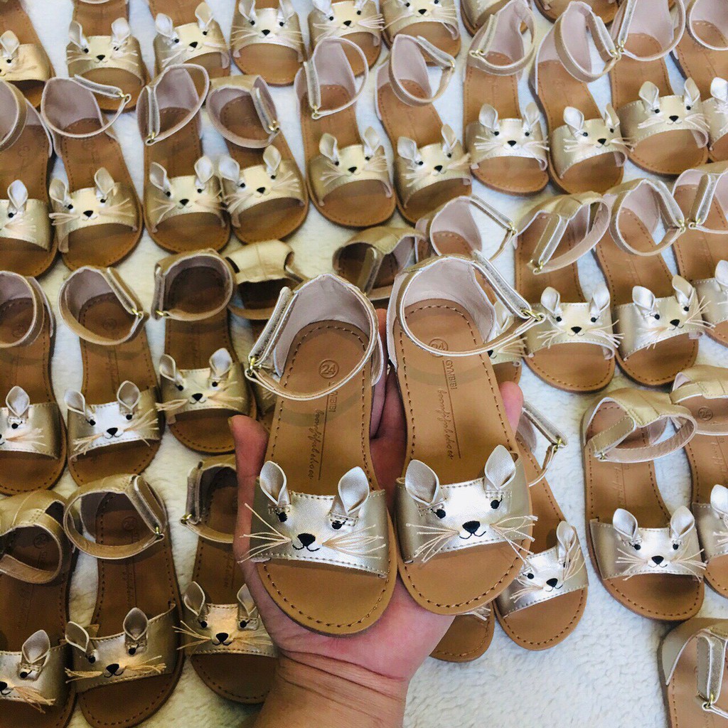 GIÀY SANDAL BÉ GÁI CAYABE MÈO KITTY MÀU VÀNG ĐỒNG