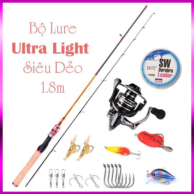 ⭐ Bộ cần lure máy đứng 1m8 + máy Deukio kim loại + sét phụ kiện câu lure B-UL5