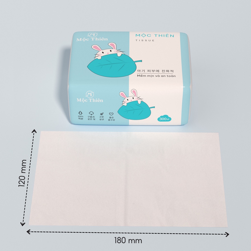 Khăn giấy ăn rút Mộc Thiên cao cấp thùng 30 gói 300 tờ an toàn cho mọi loại da